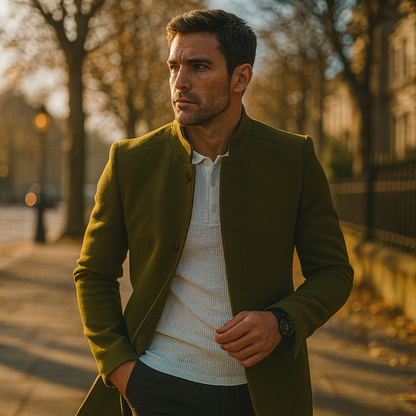 Herre Minimalistisk Knappe Vinterjakke for Smart Casual Bruk