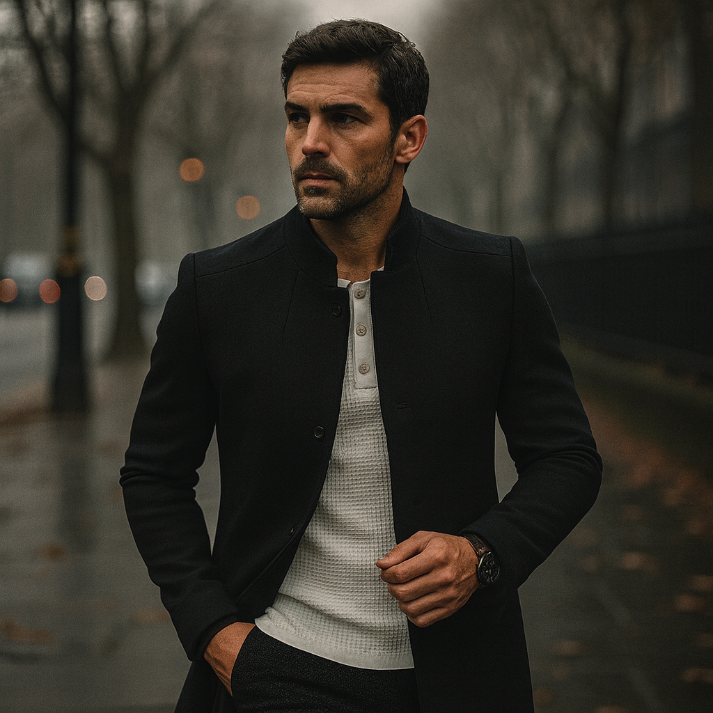 Herre Minimalistisk Knappe Vinterjakke for Smart Casual Bruk