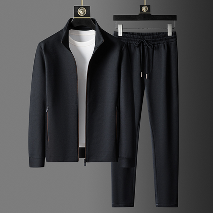Herre Zip-Up Jakke og Tapered Joggers for Stilige Hverdagsbruk