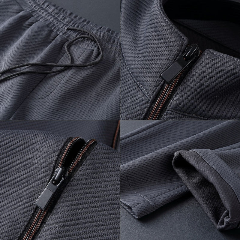 Herre Zip-Up Jakke og Tapered Joggers for Stilige Hverdagsbruk