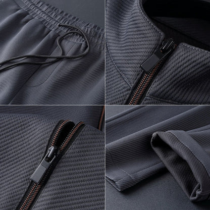 Herre Zip-Up Jakke og Tapered Joggers for Stilige Hverdagsbruk