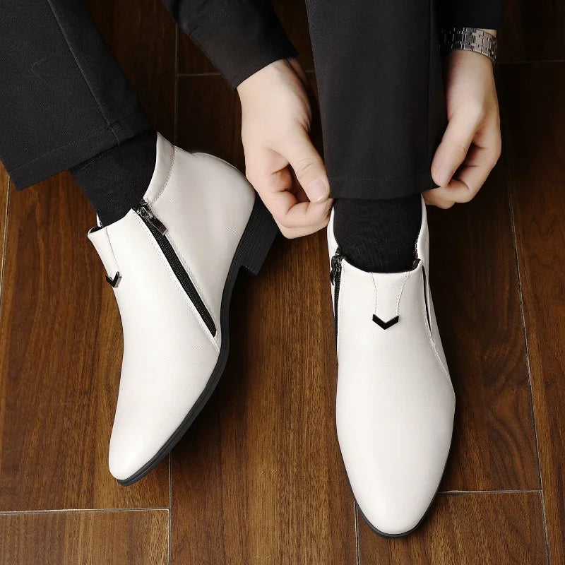 Herre Retro Ankelstøvler - Stilige Polerte Dressko for Enhver Anledning