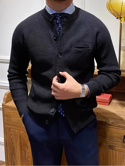 Herre Ribbet Cardigan Genser - Koselig Strikk for Alle Anledninger