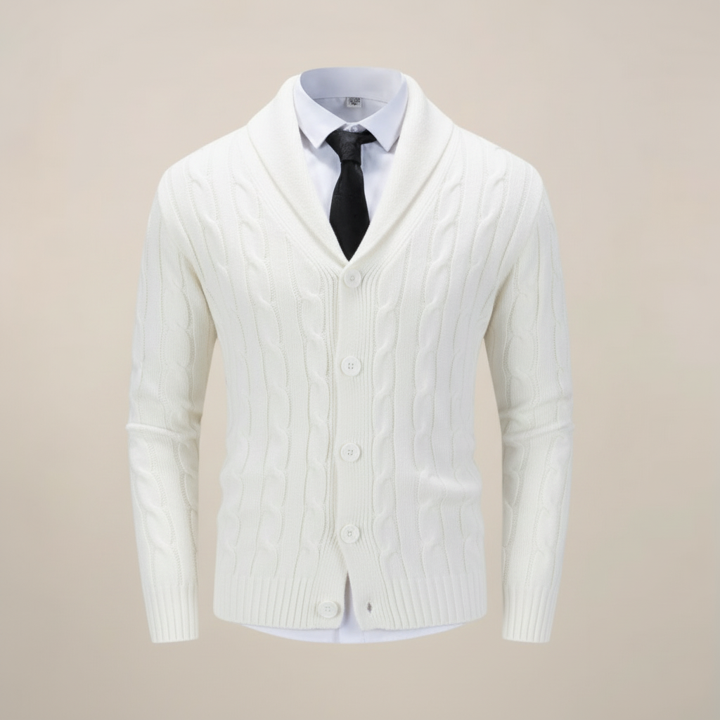 Herre Chunky Strikket Sjalkrage Cardigan for Stilige Vinterlooks