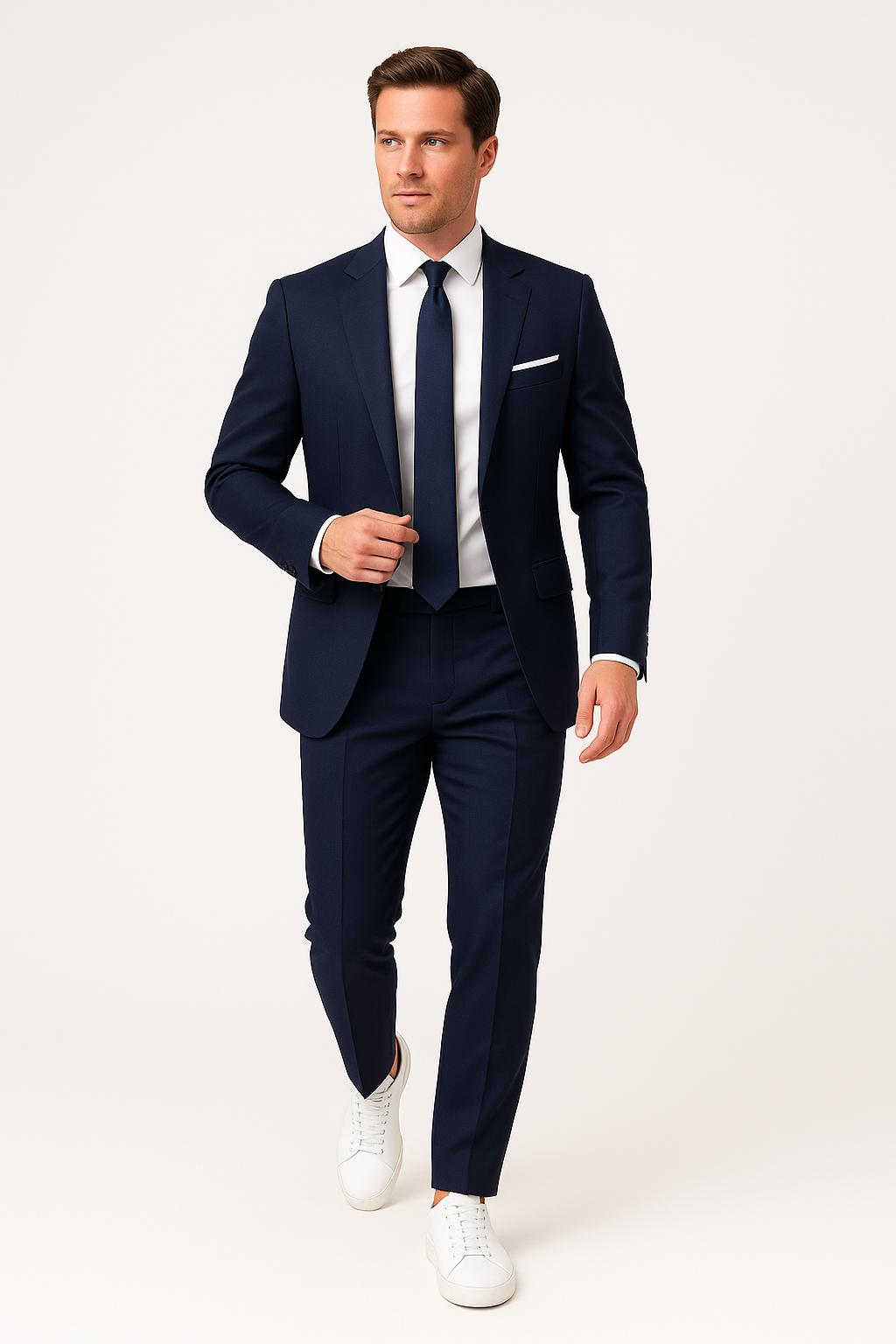 Herre Navy Blå Slim Fit Dress – Stilig Blazer og Bukser for Formelle Anledninger