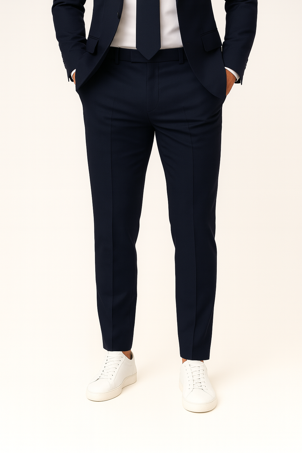 Herre Navy Blå Slim Fit Dress – Stilig Blazer og Bukser for Formelle Anledninger