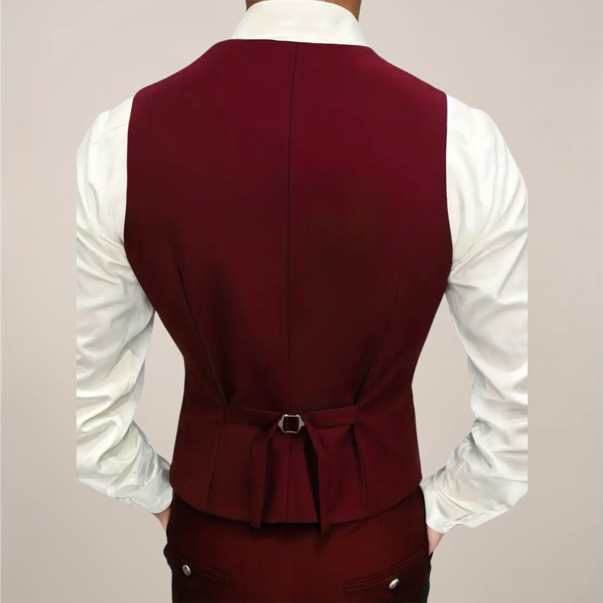 Herreslank fit burgunder tre-delt dress for bryllup og formelle anledninger