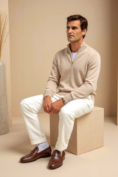 Herreslim-fit zip-jakke - Stilren ståkrage-design