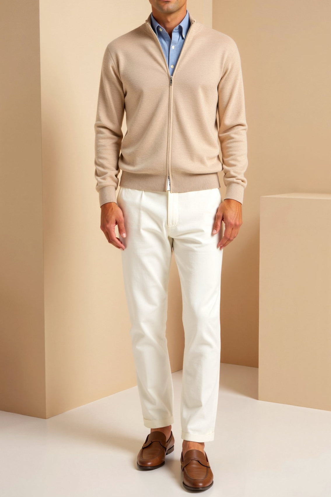 Herreslim-fit zip-jakke - Stilren ståkrage-design