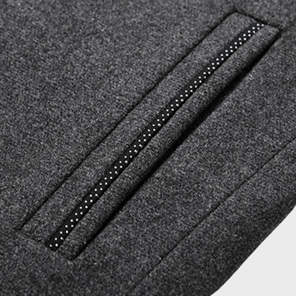 Herre Stand Krage Forretningsfrakk med Lommer for Stilige Anledninger