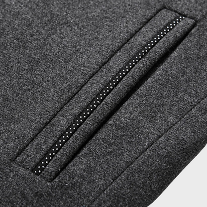 Herre Stand Krage Forretningsfrakk med Lommer for Stilige Anledninger