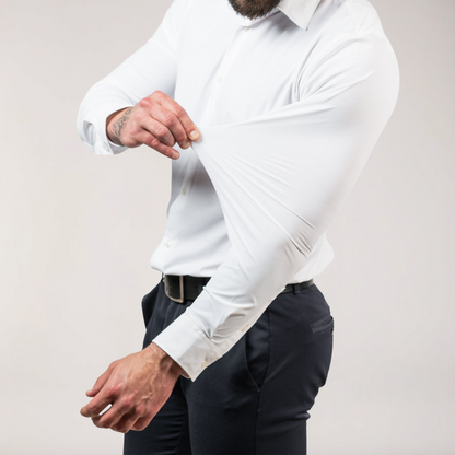 Herre Stretch Skjorte med Knapper – Slim Fit Langermet for Arbeid & Sosiale Anledninger