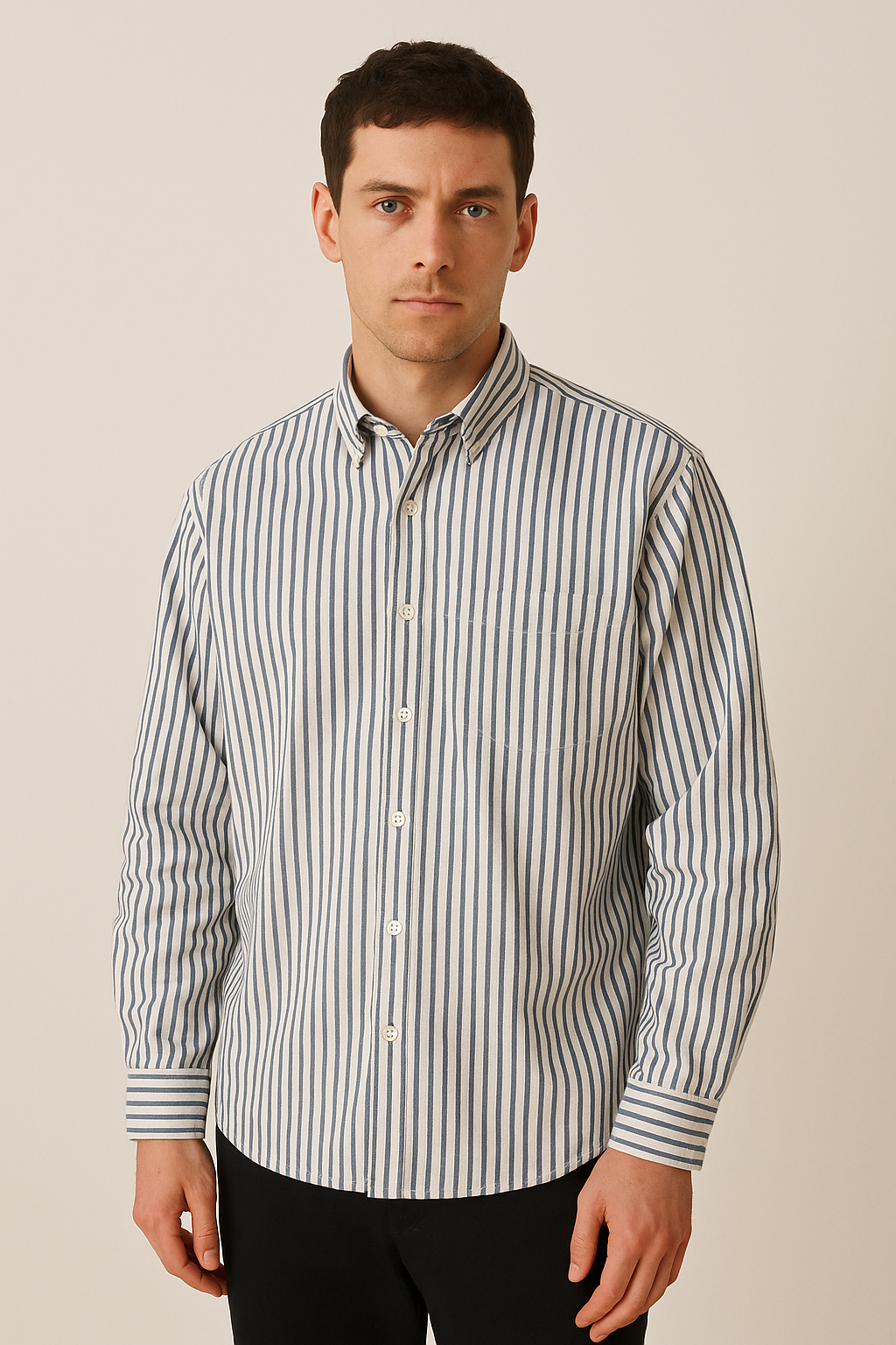 Herrestripet Langermet Skjorte for Året Rundt Bruk
