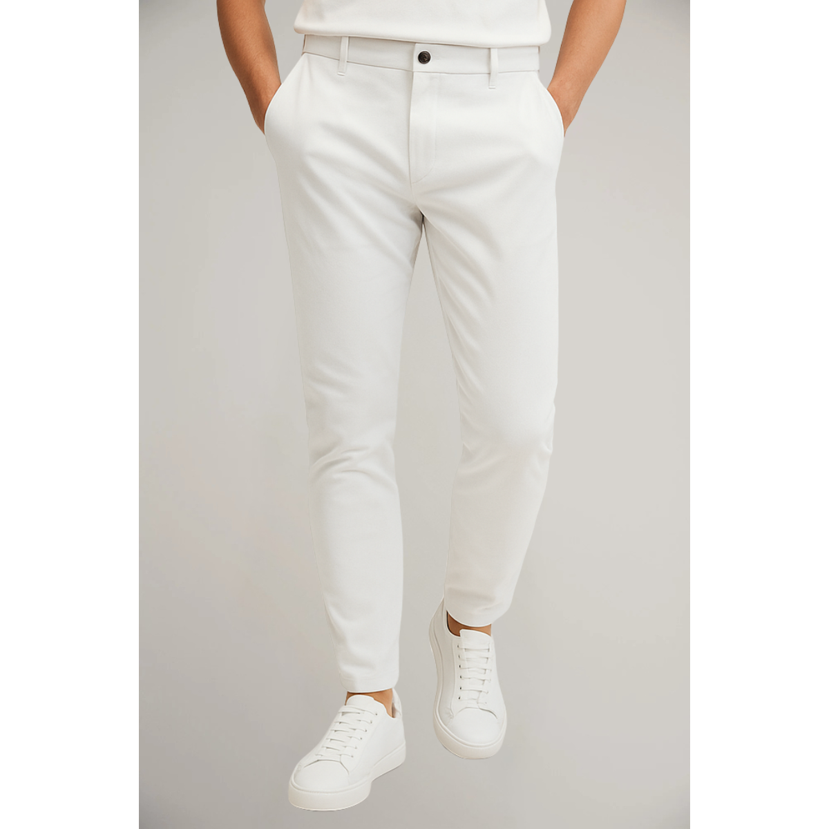 Herre Klassiske Flate Bukser for Kontorbruk