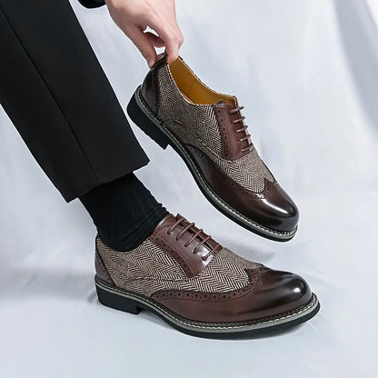 Herre Tweed Oxford Brogues – Stilige Wingtip Snøresko for Formelle Anledninger