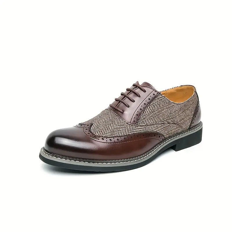 Herre Tweed Oxford Brogues – Stilige Wingtip Snøresko for Formelle Anledninger