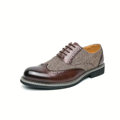 Herre Tweed Oxford Brogues – Stilige Wingtip Snøresko for Formelle Anledninger