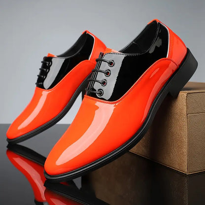 Herre To-farget Patent Snøresko for Stilige Anledninger