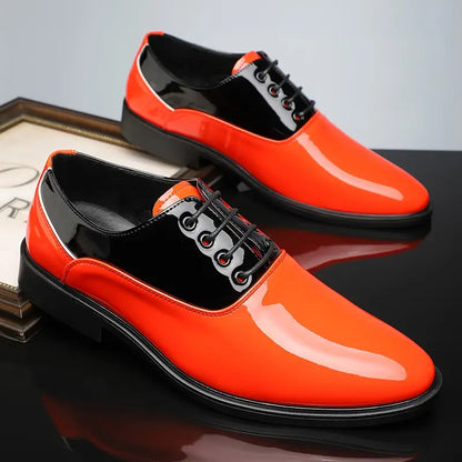 Herre To-farget Patent Snøresko for Stilige Anledninger