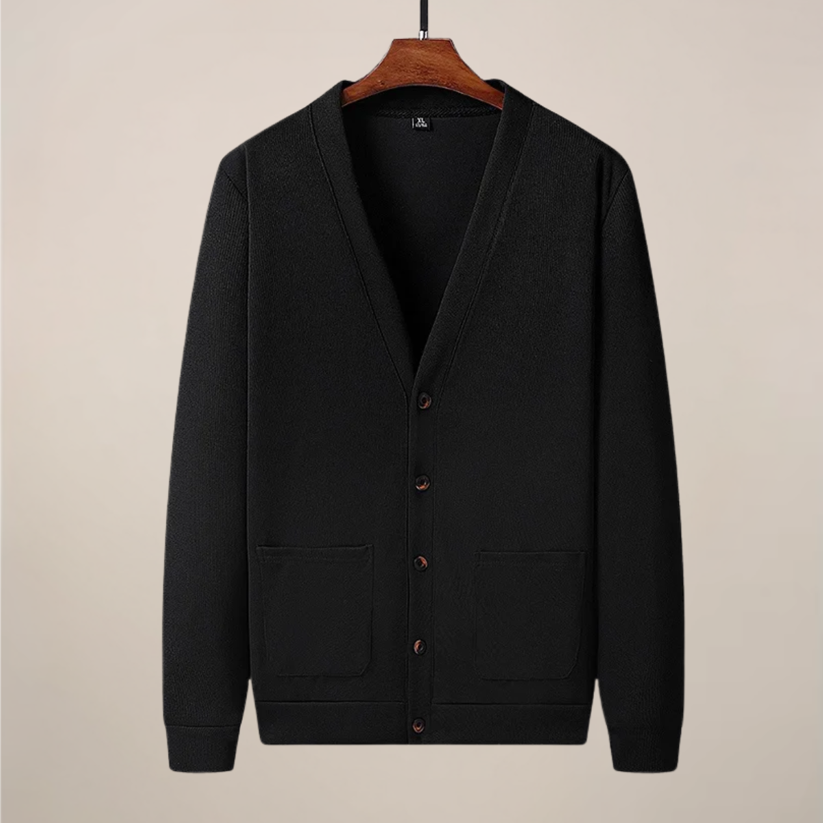 Herre V-hals Strikket Cardigan med Lommer for Hverdagsbruk