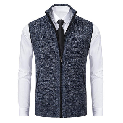 Herre Strikket Gilet - Mock Neck Sweater Vest for Stilig Lagdeling