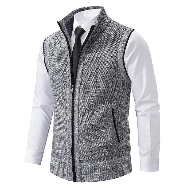Herre Strikket Gilet - Mock Neck Sweater Vest for Stilig Lagdeling
