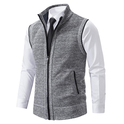 Herre Strikket Gilet - Mock Neck Sweater Vest for Stilig Lagdeling