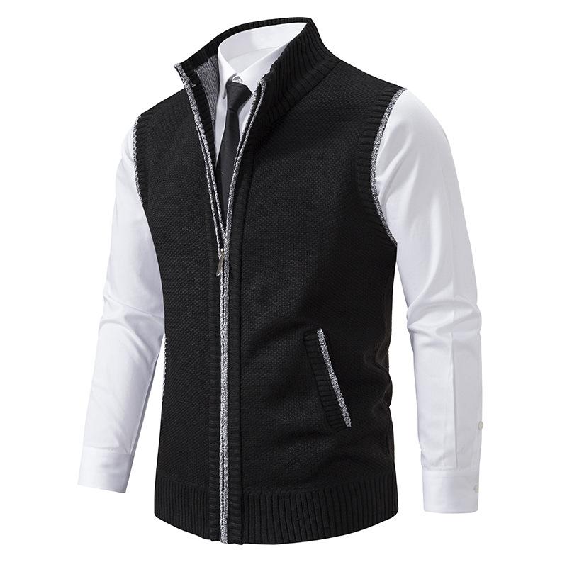 Herre Strikket Gilet - Mock Neck Sweater Vest for Stilig Lagdeling