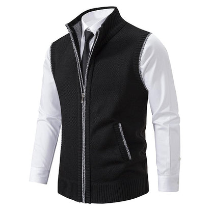 Herre Strikket Gilet - Mock Neck Sweater Vest for Stilig Lagdeling