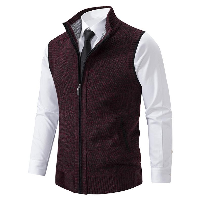Herre Strikket Gilet - Mock Neck Sweater Vest for Stilig Lagdeling