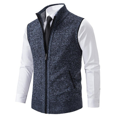 Herre Strikket Gilet - Mock Neck Sweater Vest for Stilig Lagdeling