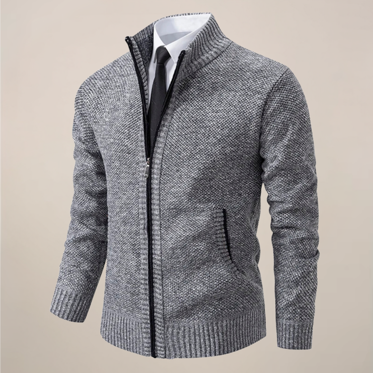 Herren Strikket Zip-Up Cardigan for Stilige Anledninger
