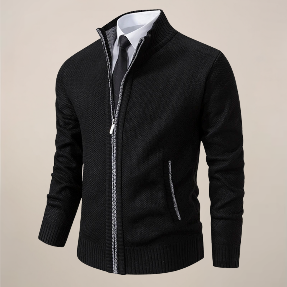 Herren Strikket Zip-Up Cardigan for Stilige Anledninger