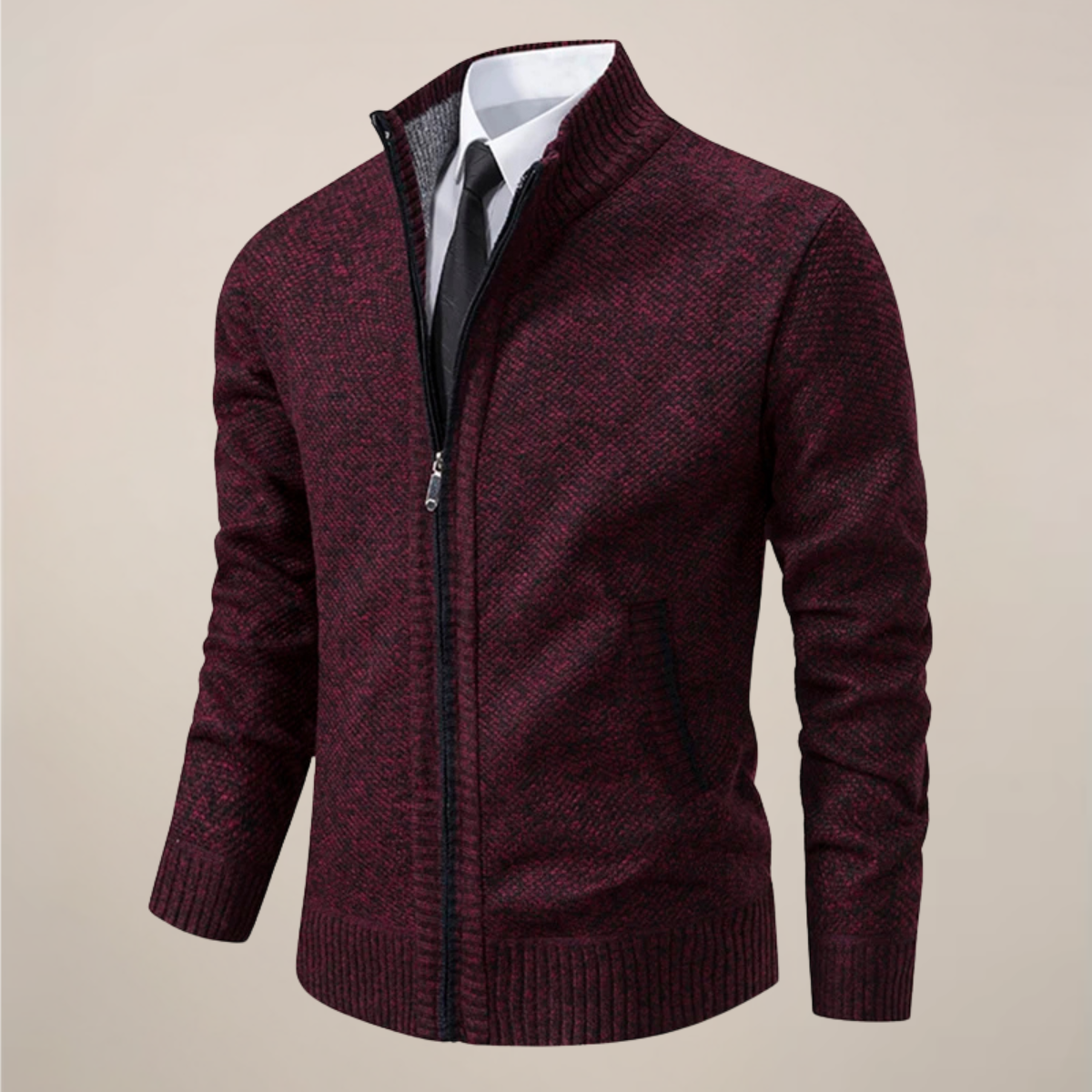Herren Strikket Zip-Up Cardigan for Stilige Anledninger