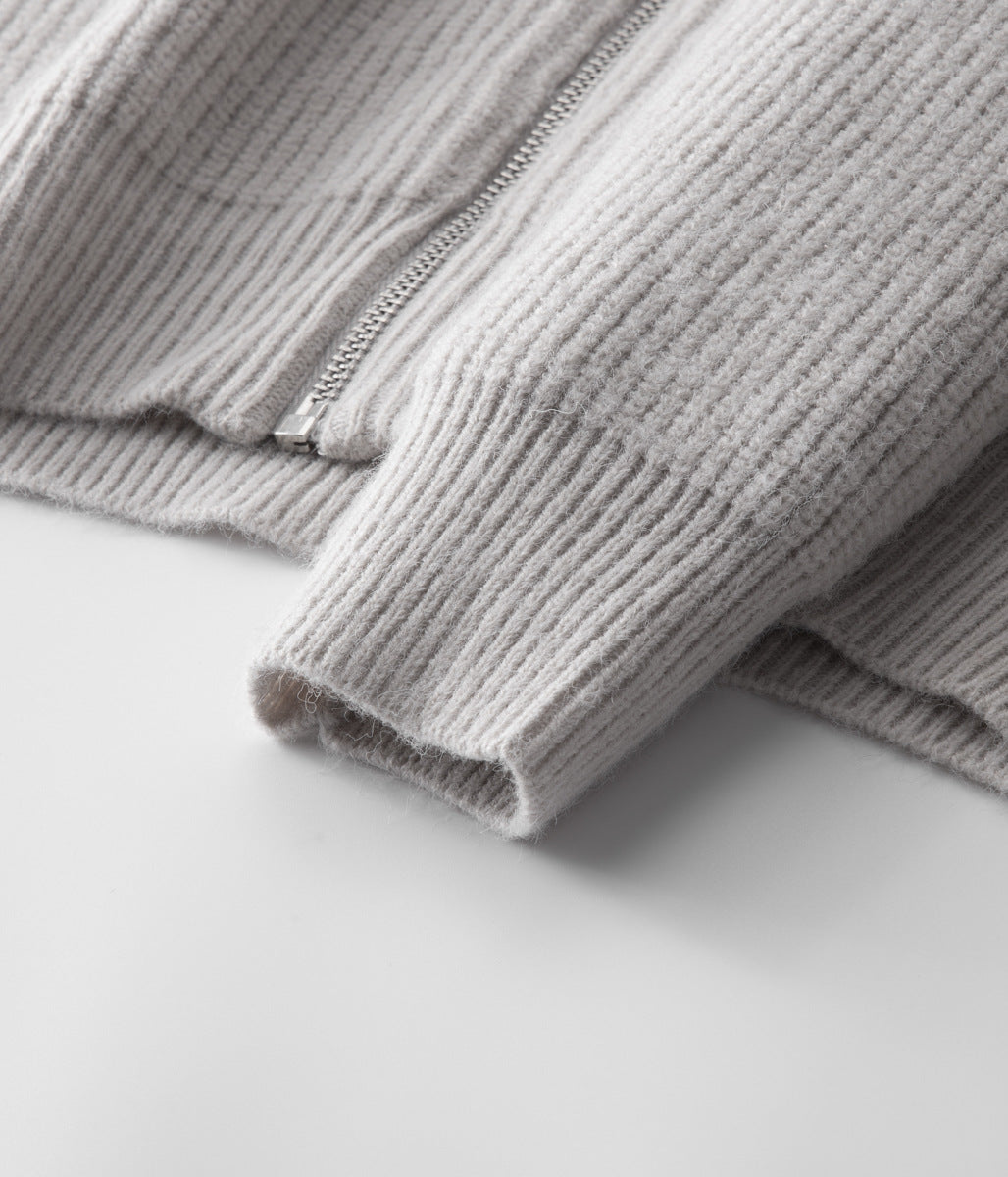 Herre Ribbet Funnel Neck Zip-Through Genser - Ideell for Lagdeling