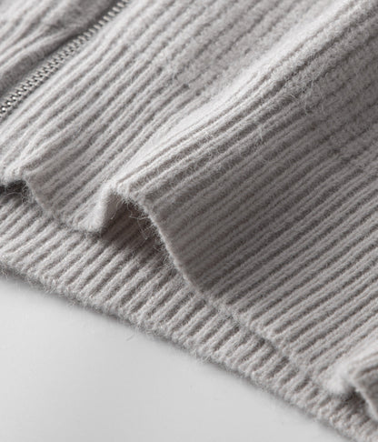 Herre Ribbet Funnel Neck Zip-Through Genser - Ideell for Lagdeling