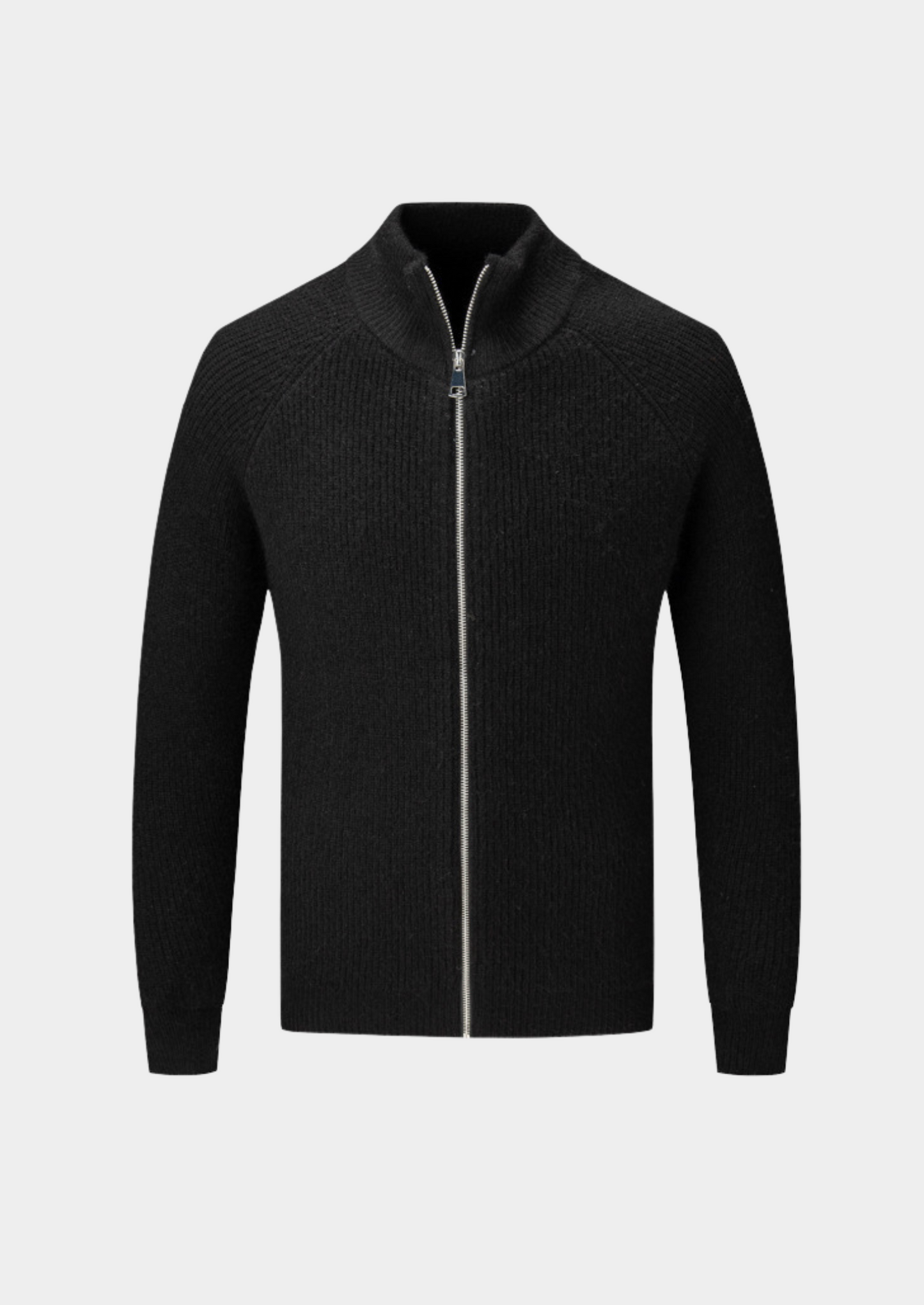 Herre Ribbet Funnel Neck Cardigan for Stilig Lagdeling