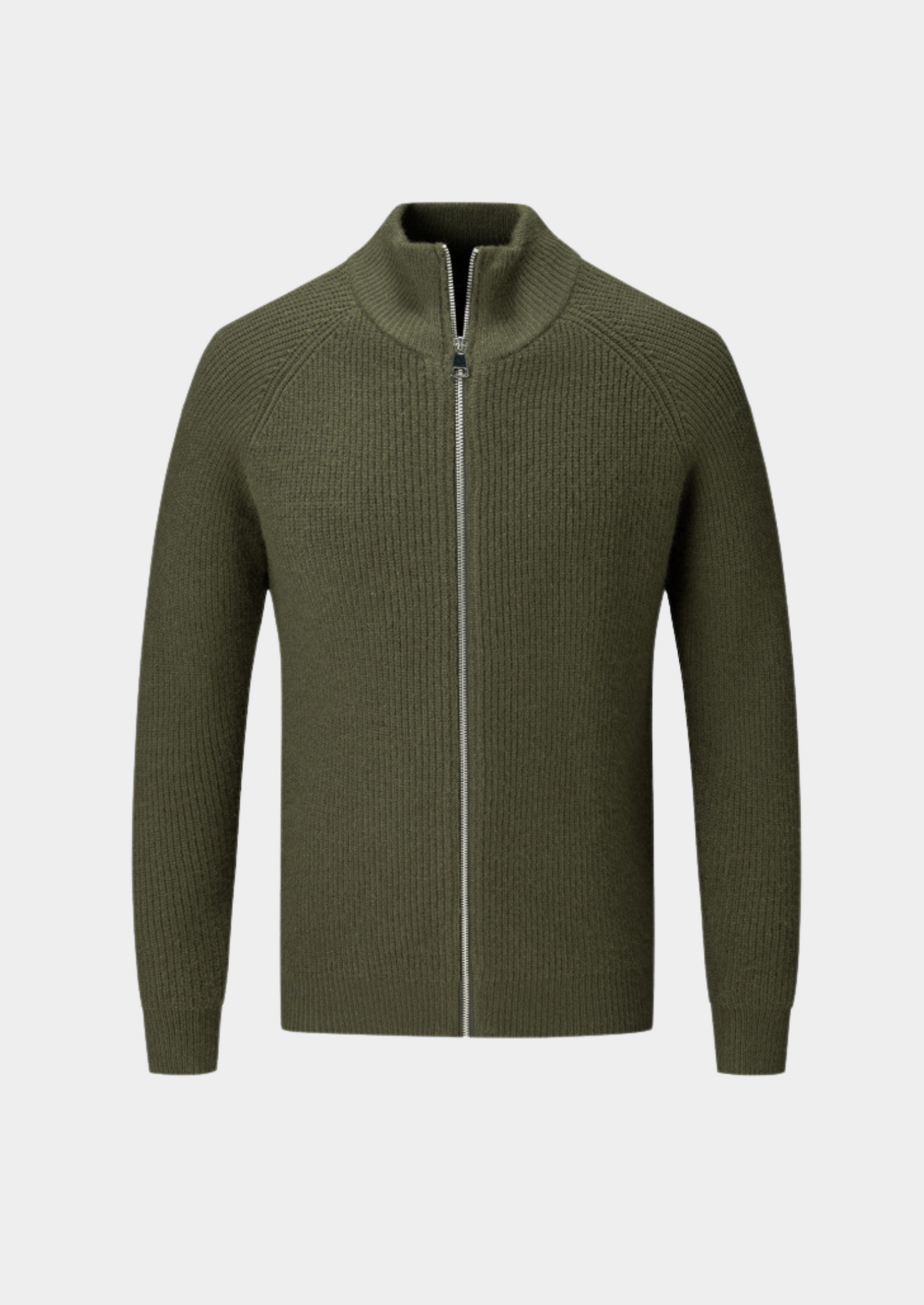 Herre Ribbet Funnel Neck Zip-Through Genser - Ideell for Lagdeling