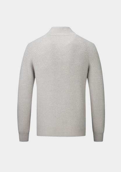 Herre Ribbet Funnel Neck Cardigan for Stilig Lagdeling