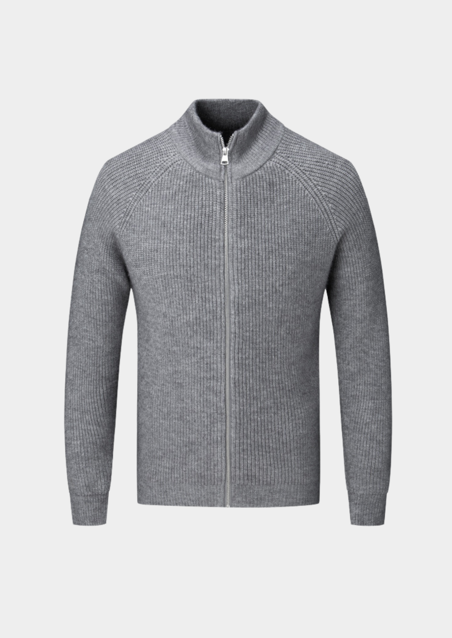Herre Ribbet Funnel Neck Cardigan for Stilig Lagdeling