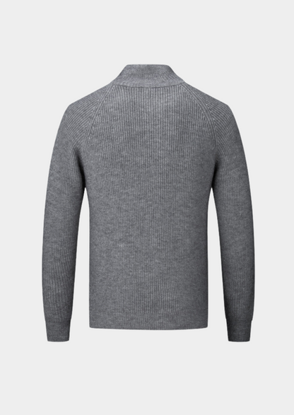 Herre Ribbet Funnel Neck Zip-Through Genser - Ideell for Lagdeling