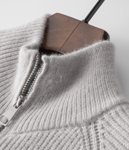 Herre Ribbet Funnel Neck Zip-Through Genser - Ideell for Lagdeling
