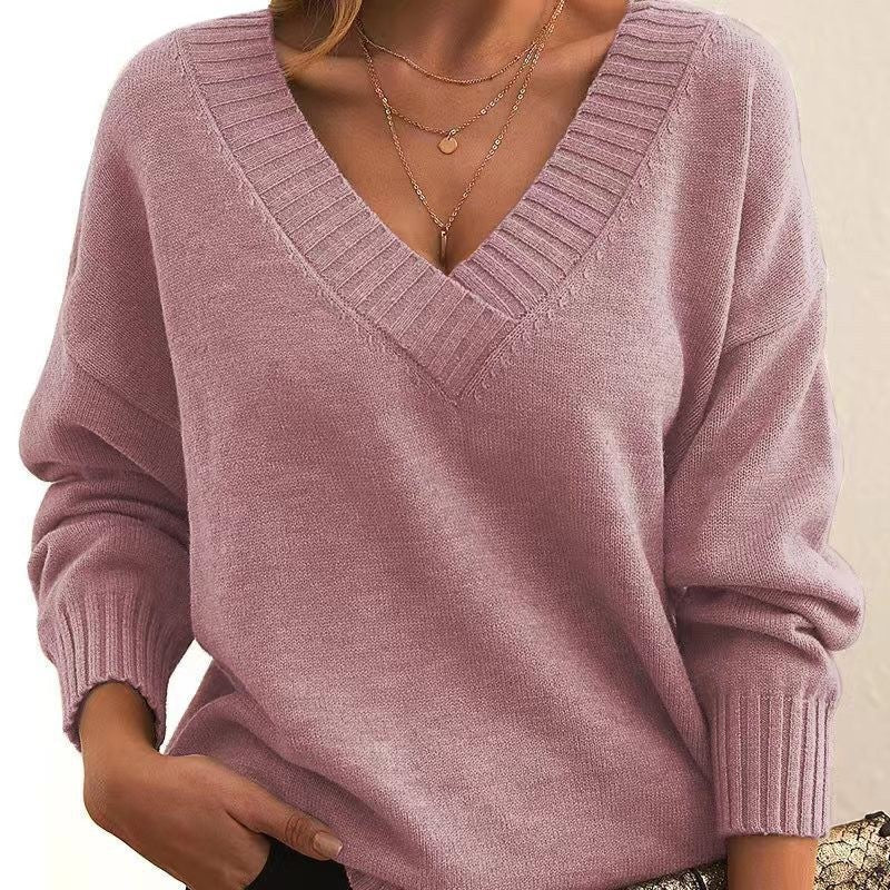Avery - Cozy V-Neck Strikkegenser for Hverdagsbruk