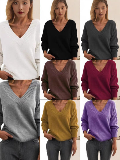 Avery - Cozy V-Neck Strikkegenser for Hverdagsbruk