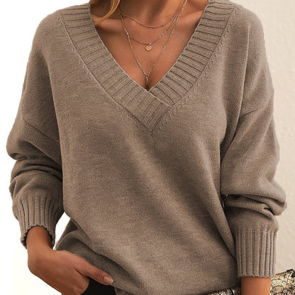 Avery - Cozy V-Neck Strikkegenser for Hverdagsbruk