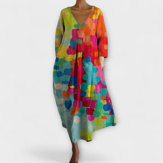 Vibrant V-Hals Maxi Kjole for Alle Anledninger