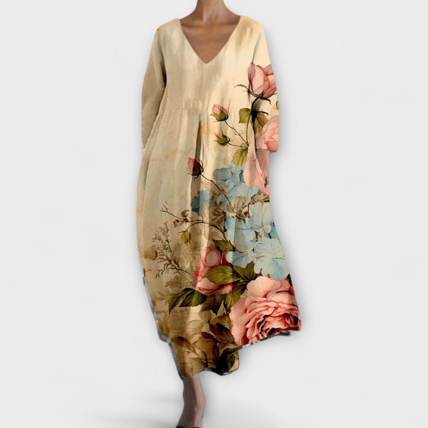 Vibrant V-Hals Maxi Kjole for Alle Anledninger