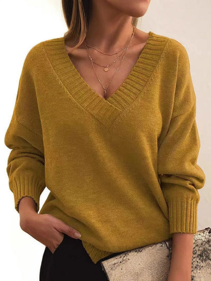 Avery - Cozy V-Neck Strikkegenser for Hverdagsbruk