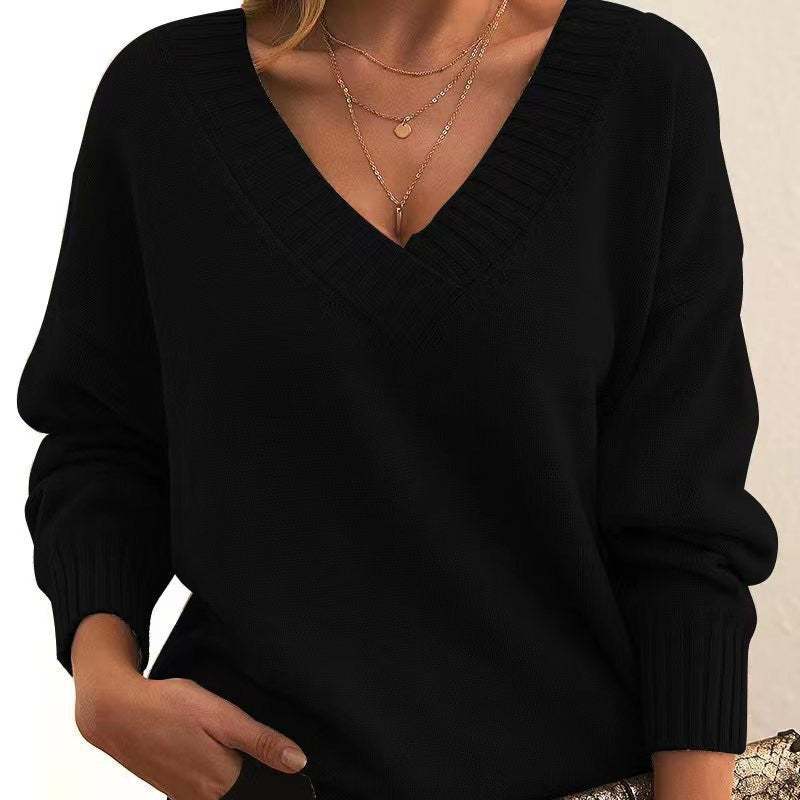 Avery - Cozy V-Neck Strikkegenser for Hverdagsbruk