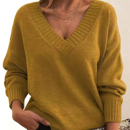 Avery - Cozy V-Neck Strikkegenser for Hverdagsbruk